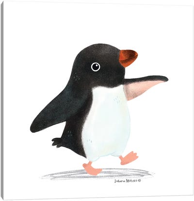 Adelie Penguin Walking Canvas Art Print - Juliana Motzko