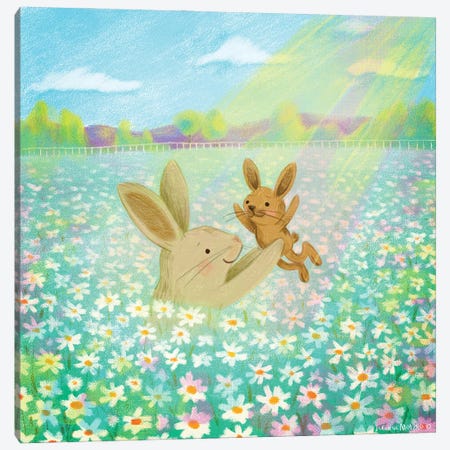 Bunny Family In Spring Canvas Print #JMK16} by Juliana Motzko Canvas Art