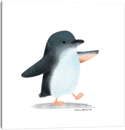 Blue Penguin Canvas Art Print - Juliana Motzko
