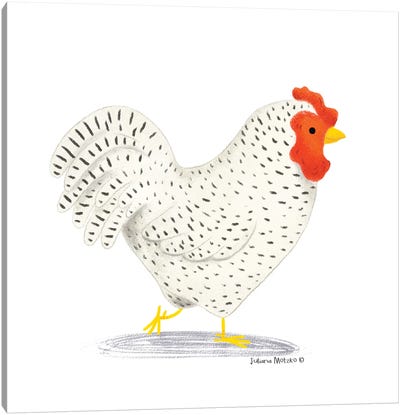 Black And White Chicken Canvas Art Print - Juliana Motzko