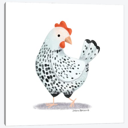 Cute Black And White Chicken Canvas Print #JMK191} by Juliana Motzko Art Print