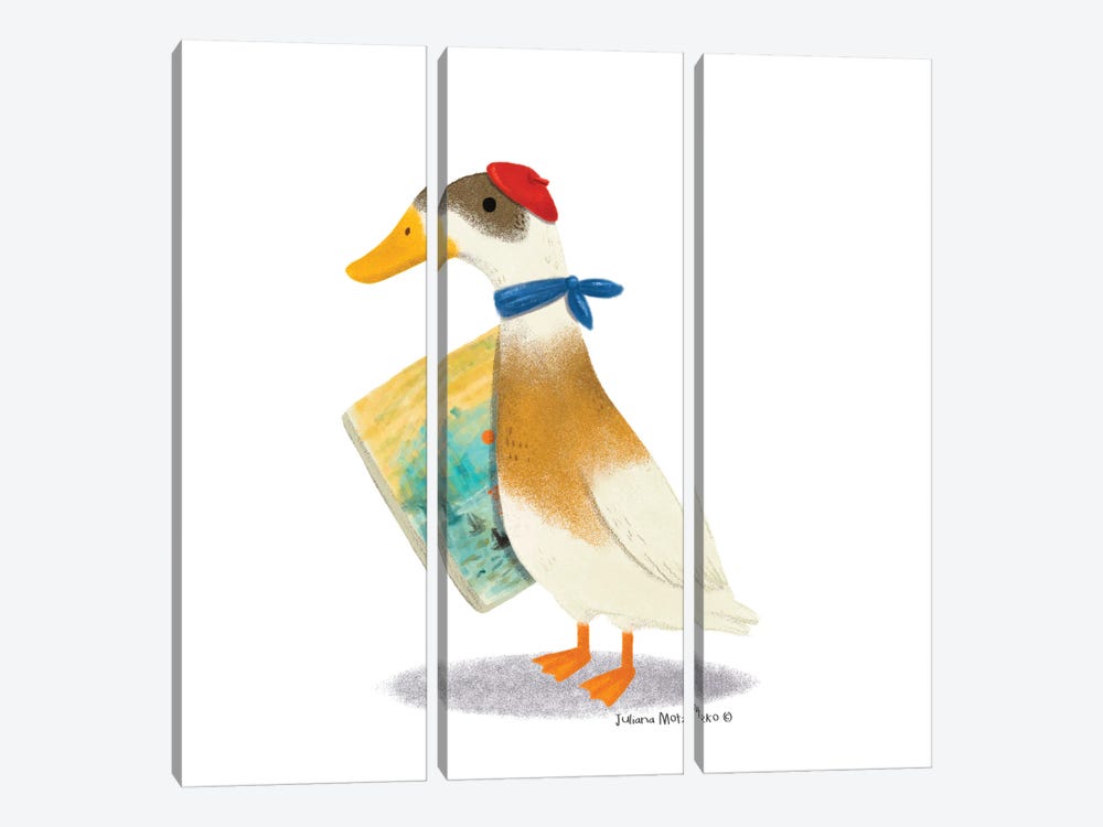 Indian Runner Duck Painter by Juliana Motzko 3-piece Canvas Artwork