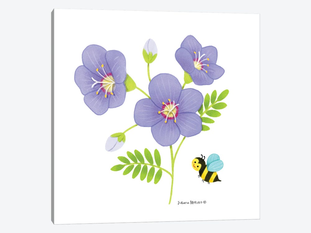 Jacobs Ladder Flowers And Bee by Juliana Motzko 1-piece Canvas Print