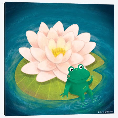Nymphea Flower And Frog Canvas Print #JMK202} by Juliana Motzko Canvas Print
