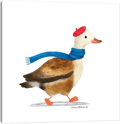 Orinoco Goose With Hat And Scarf Canvas Art Print - Goose Art
