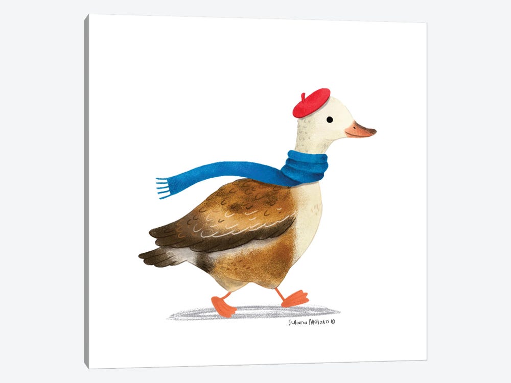 Orinoco Goose With Hat And Scarf by Juliana Motzko 1-piece Canvas Wall Art