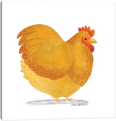 Cute Fat Chicken Canvas Art Print - Juliana Motzko