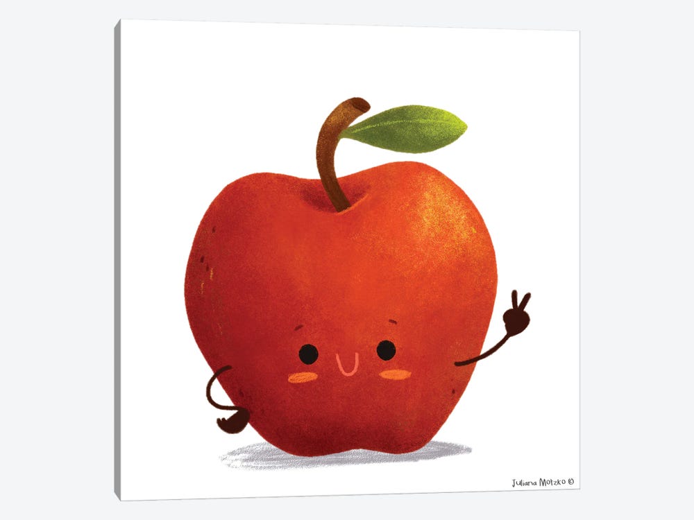 Cute Smiling Apple by Juliana Motzko 1-piece Canvas Art Print