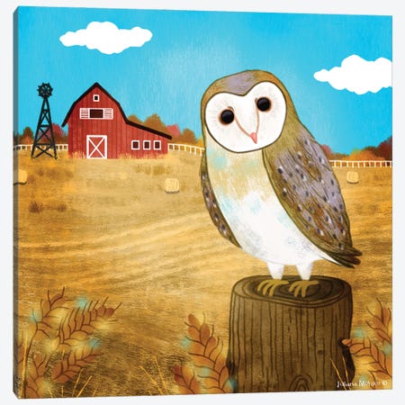 Barn Owl In The Farm Canvas Print #JMK231} by Juliana Motzko Canvas Art