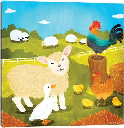 Farm Animals Canvas Art Print - Juliana Motzko