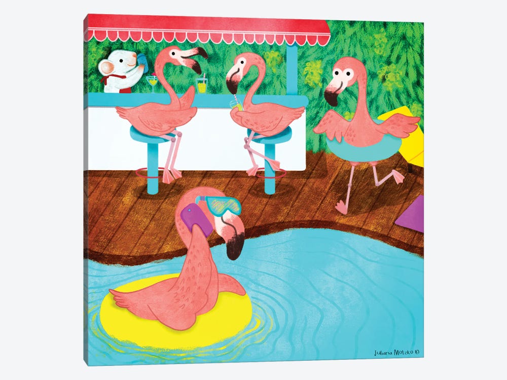 Flamingo Resort by Juliana Motzko 1-piece Canvas Artwork