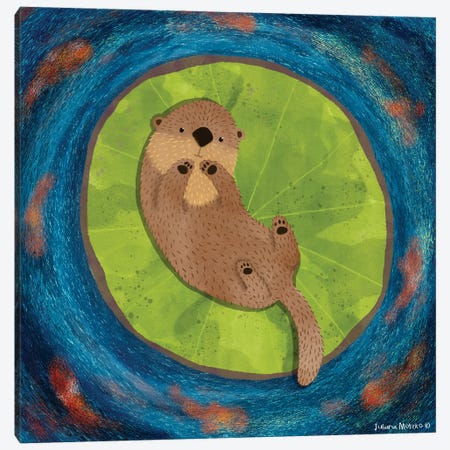 Otter Sweet Dreams Canvas Print #JMK242} by Juliana Motzko Canvas Art Print