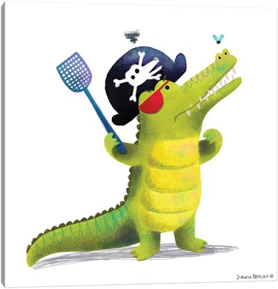 Pirate Crocodile Canvas Art Print - Crocodile & Alligator Art