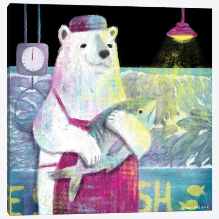 Polar Bear Fisher Canvas Print #JMK246} by Juliana Motzko Canvas Artwork