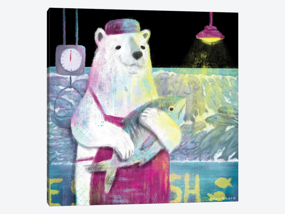 Polar Bear Fisher by Juliana Motzko 1-piece Canvas Art Print