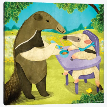 Anteaters Family Lunch Time Canvas Print #JMK26} by Juliana Motzko Canvas Print