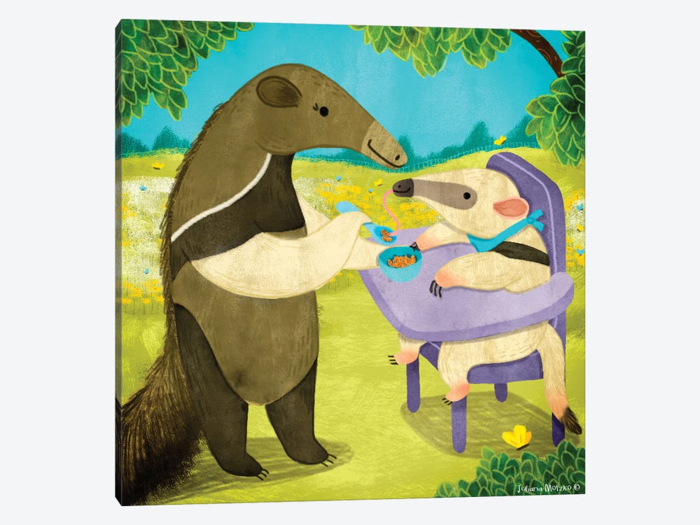 Anteaters Family Lunch Time by Juliana Motzko 1-piece Canvas Print