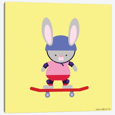 Little Bunny Having Fun With The Skate Canvas Print #JMK2} by Juliana Motzko Canvas Print