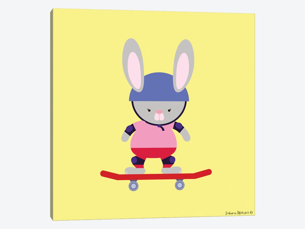 Little Bunny Having Fun With The Skate by Juliana Motzko 1-piece Canvas Artwork