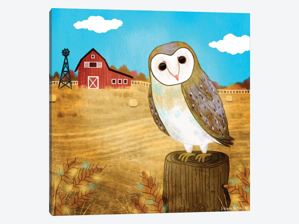 Barn Owl In A Beautiful Farm by Juliana Motzko 1-piece Canvas Art Print