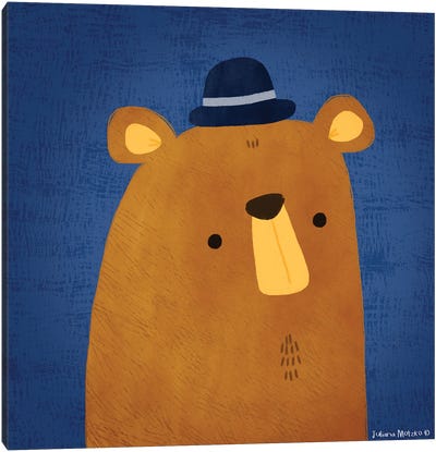 Bear With Hat Canvas Art Print - Juliana Motzko