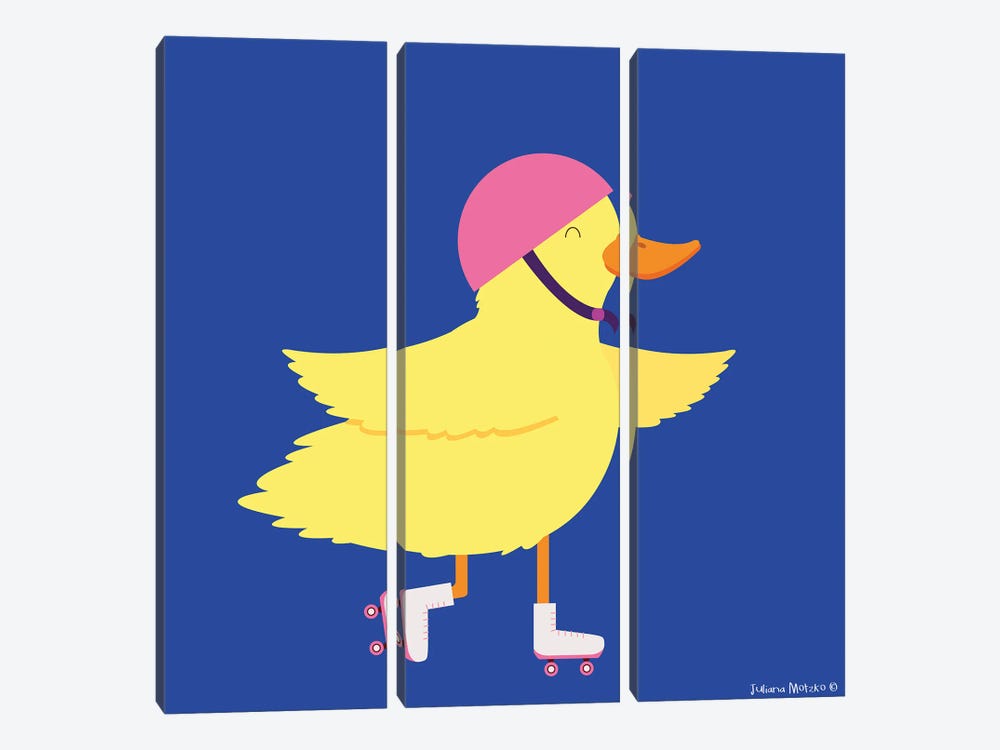 Little Duck On The Rollerskate by Juliana Motzko 3-piece Canvas Art Print