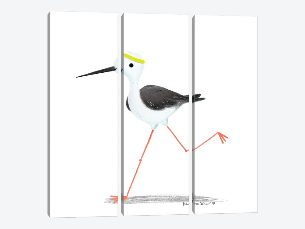 Black Winged Stilt Bird by Juliana Motzko 3-piece Canvas Wall Art