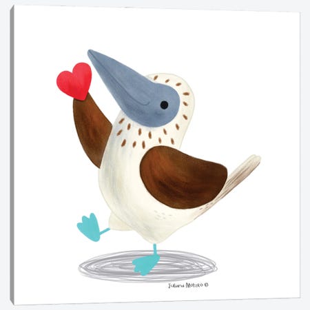 Blue Footed Bird With A Heart Canvas Print #JMK47} by Juliana Motzko Art Print