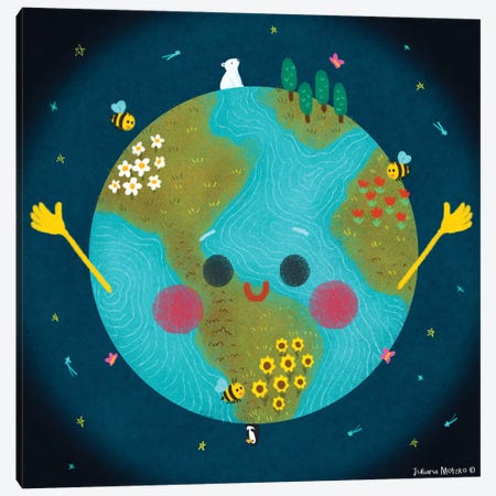 Cute Earth Planet Mother Nature Canvas Print #JMK65} by Juliana Motzko Canvas Print