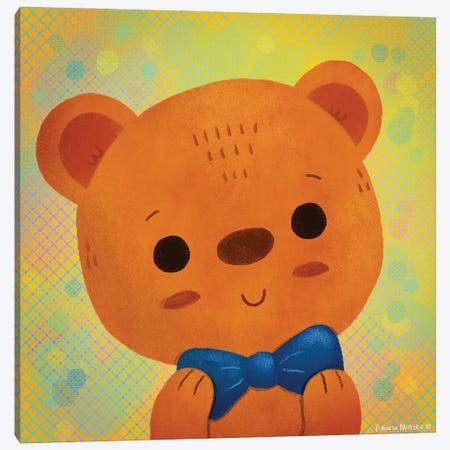 Cute Little Bear With Bow Tie Canvas Print #JMK66} by Juliana Motzko Art Print