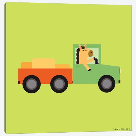 Horse Driving A Truck Canvas Print #JMK6} by Juliana Motzko Canvas Wall Art