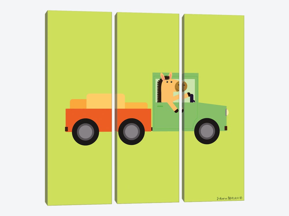 Horse Driving A Truck by Juliana Motzko 3-piece Canvas Art