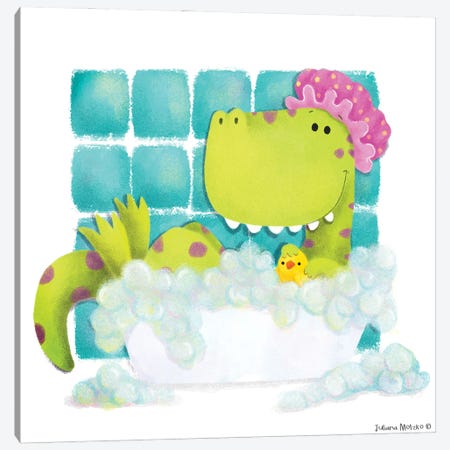 Dinosaur Bubble Bath Canvas Print #JMK71} by Juliana Motzko Canvas Print