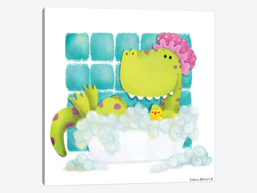 Dinosaur Bubble Bath by Juliana Motzko 1-piece Art Print