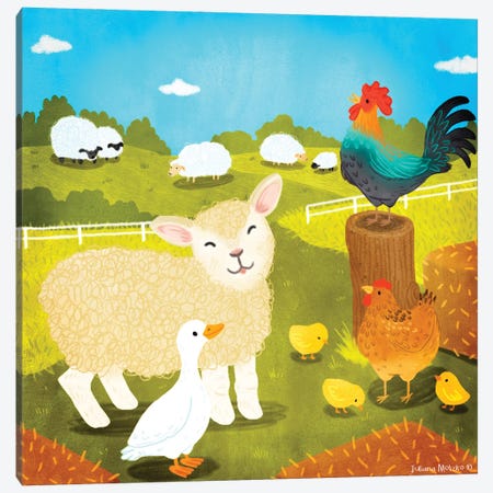 Cute Farm Animals Canvas Print #JMK78} by Juliana Motzko Canvas Art Print