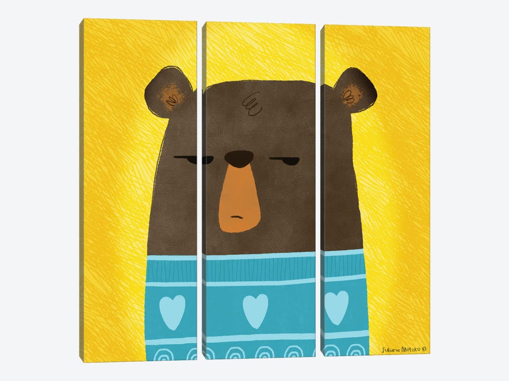 Grumpy Bear by Juliana Motzko 3-piece Canvas Artwork
