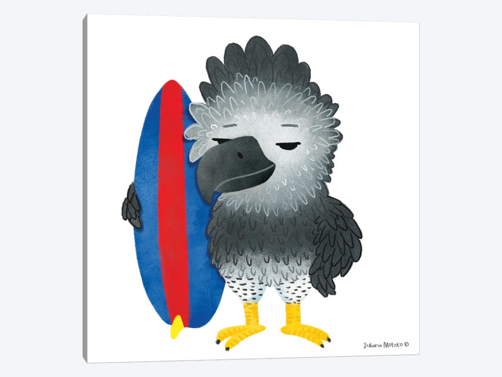 Harpy Eagle With A Surf Board by Juliana Motzko 1-piece Art Print