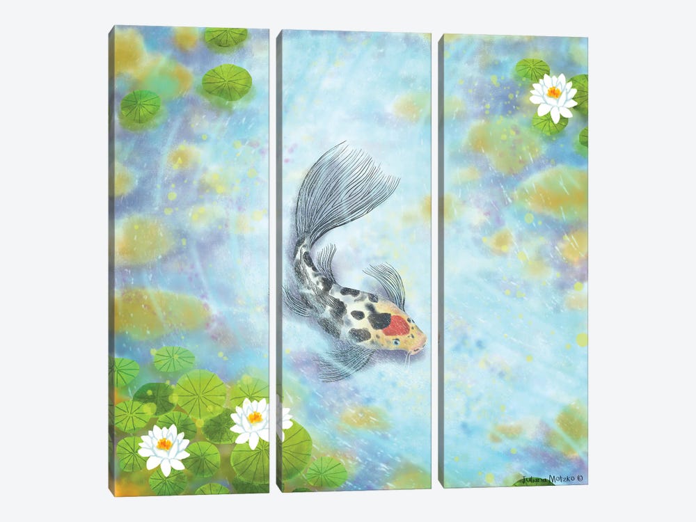 Koi Carp Fish II by Juliana Motzko 3-piece Canvas Wall Art