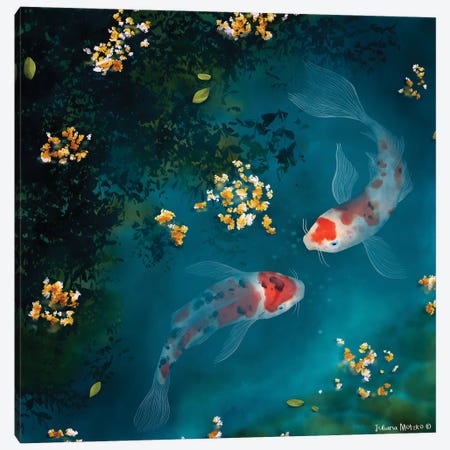Koi Carp Fishes Canvas Print #JMK93} by Juliana Motzko Canvas Art Print