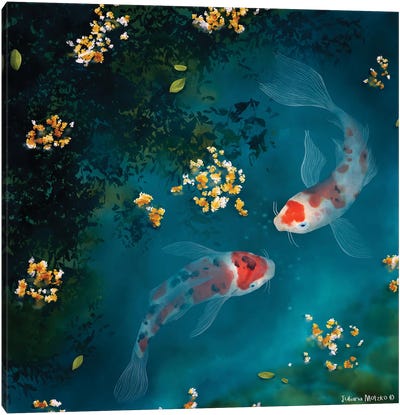 Koi Carp Fishes Canvas Art Print - Kids Ocean Life Art