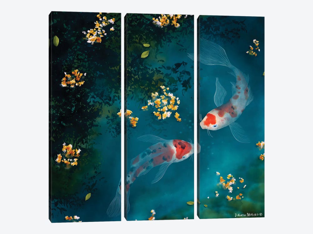 Koi Carp Fishes by Juliana Motzko 3-piece Canvas Print