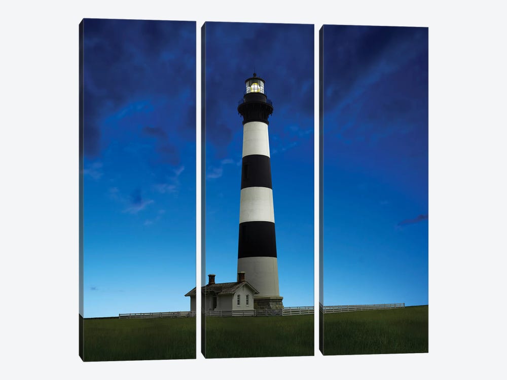 Lighthouse at Night III by James McLoughlin 3-piece Canvas Print