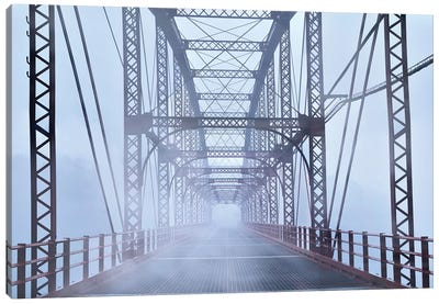 Misty Bridge Canvas Art Print - Industrial Art