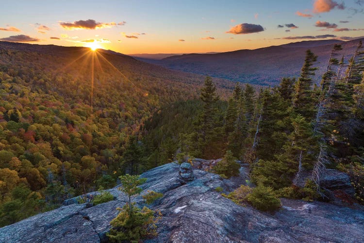 Sunset AS Seen From Dome Rock In New Hampshire's White Mountain National Forest