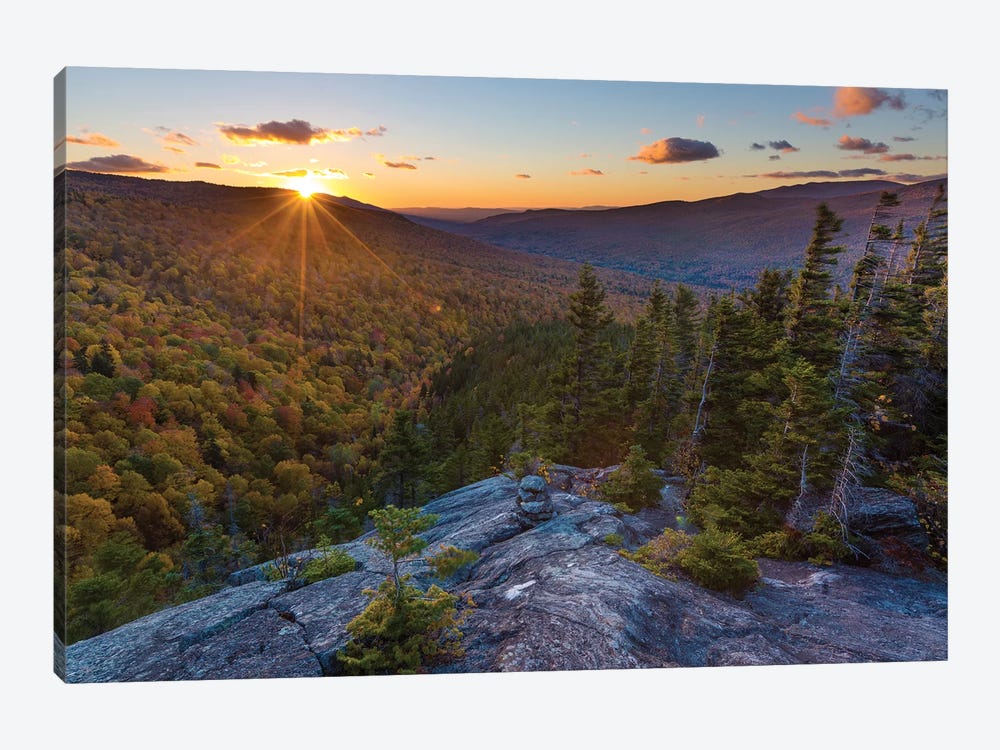 Sunset AS Seen From Dome Rock In New Hampshire's White Mountain National Forest by Jerry & Marcy Monkman 1-piece Canvas Wall Art