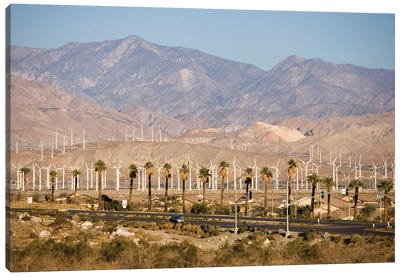 A Wind Farm In The San Gorgonio Mountain Pass II, Palm Springs, California Canvas Art Print - Palm Springs Art