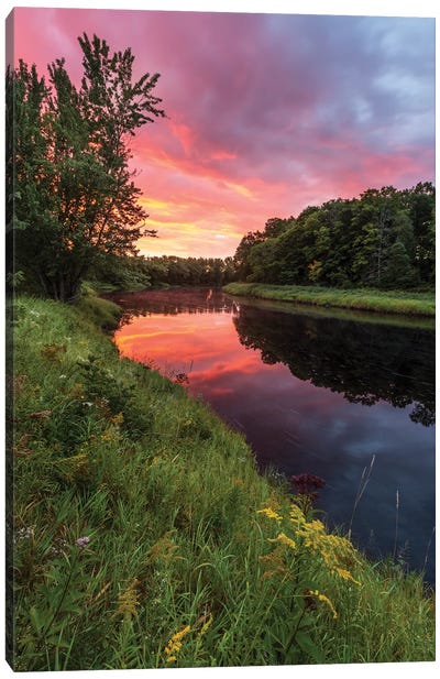Dawn On The Mattawamkeag River Flowing Through Wytipitlock, Maine Canvas Art Print