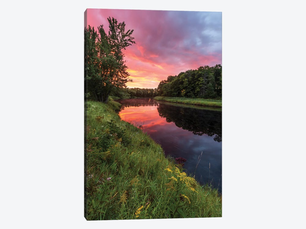 Dawn On The Mattawamkeag River Flowing Through Wytipitlock, Maine by Jerry & Marcy Monkman 1-piece Canvas Art