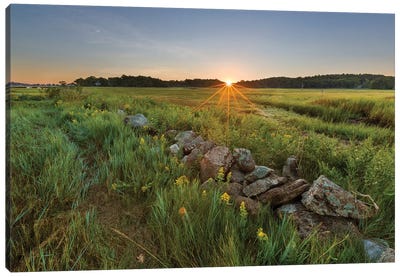 Sunrise Over The Salt Marsh Over The Essex River, Essex, Massachusetts Canvas Art Print - Massachusetts Art
