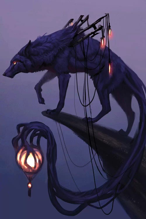 Lantern Wolf by Jade Merien wall art